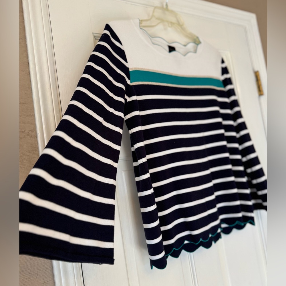 RAFAELLA striped, bell sleeve sweater;‎ MP, EUC - Picture 4 of 8